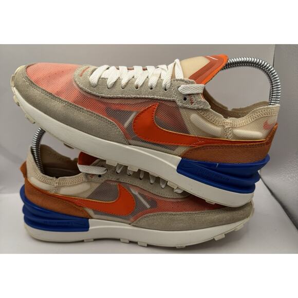 Nike Waffle One Women’s 7 DC2533-200 Pearl White Orange Mesh Suede Sneakers - Picture 6 of 9